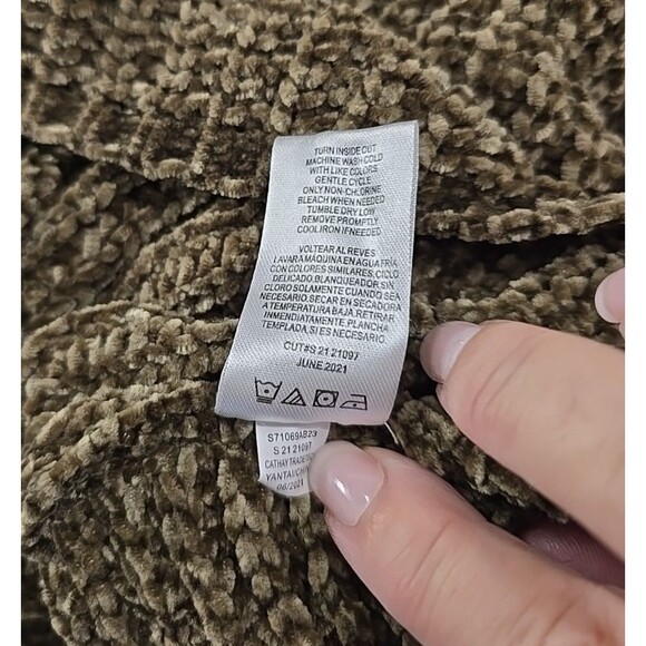 Chenille Moss Green Sweater Womens M Twist Back Forest Fairy Goblincore Chunky - Picture 7 of 7